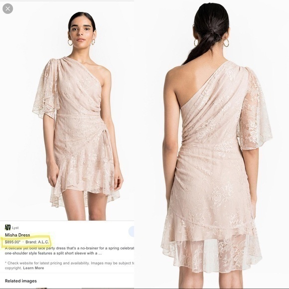 A.L.C. One Shoulder Lace Blush Dress - Picture 2 of 15